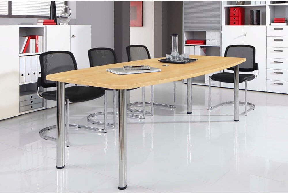 Konferenztische Hammerbacher KT22C, 220x103/78cm (BxT), 72-74cm Höhe, 4-Fuß chrom, weiß