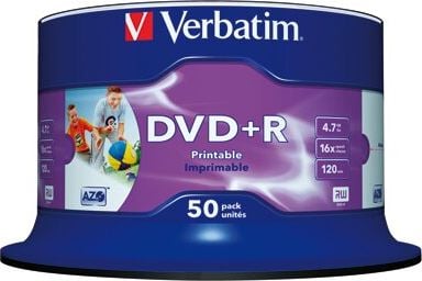 DVD+R Verbatim Wide Inkjet printable 43512, 4.7GB, 16-fach, Spindel 50 Stück