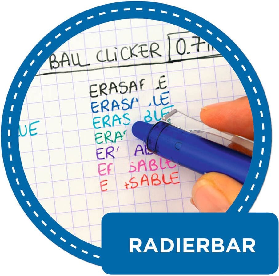 Tintenroller Pilot FriXion Ball Clicker BLRT-FR10 2271, ca. 0,5mm, radierbar, Druckmechanik,
Gehäusefarbe=Schreibfarbe, rot