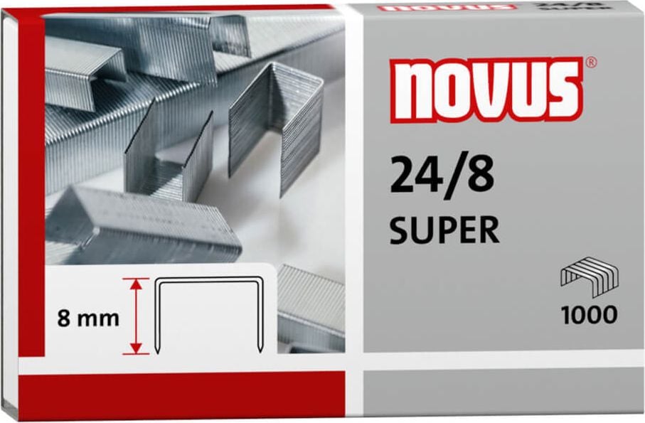 Heftklammern Novus 24/8 Super 040-0038, verzinkt, Pack 1.000 Stück