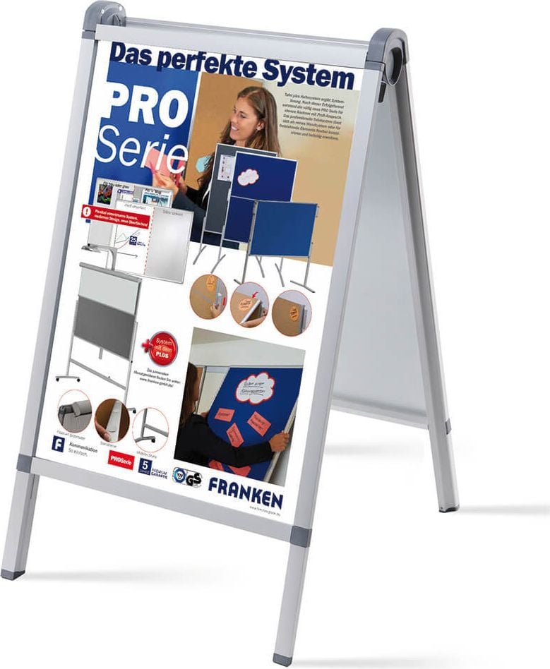 Plakatständer Franken Kundenstopper Outdoor PRO BS1309, A1, wetterfest, doppelseitig, 1100x640x760mm
(HxBxT)