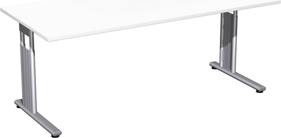 Schreibtisch Geramöbel C Fuß Flex S-617146, 180x80cm (BxT), 68-82cm Höhe, rechteckig,
C-Fuß silber, weiß