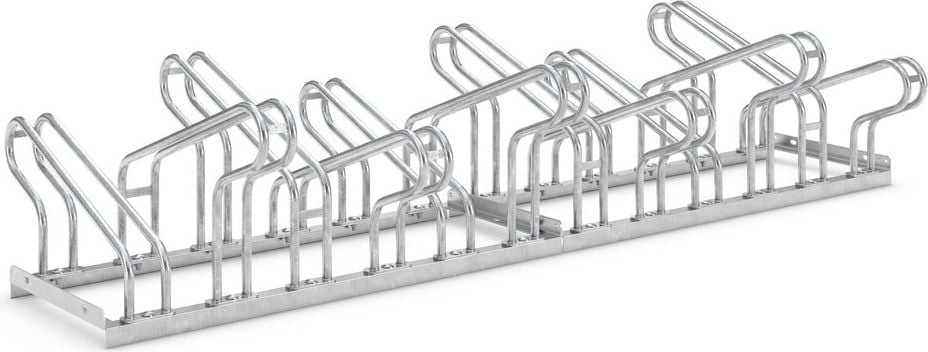 Fahrradständer WSM Bügelparker 2162, verzinkt, Freiaufstellung, 210cm lang, für 12 Fahrräder, bis zu 55mm Reifenbreite, zweiseitige Radeinstellung, Reihenverbindung möglich