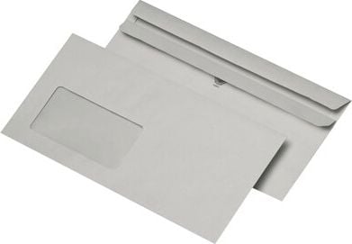 Briefumschläge DIN-lang, 110x220mm, Fenster, RC grau, selbstklebend,
Pack 100 Stück