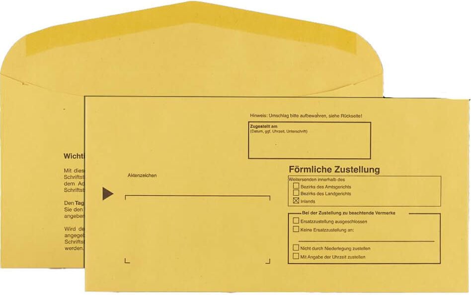 Postzustellungshüllen DIN-lang ZU705, gummiert, gelb, Pack 1000 Stück