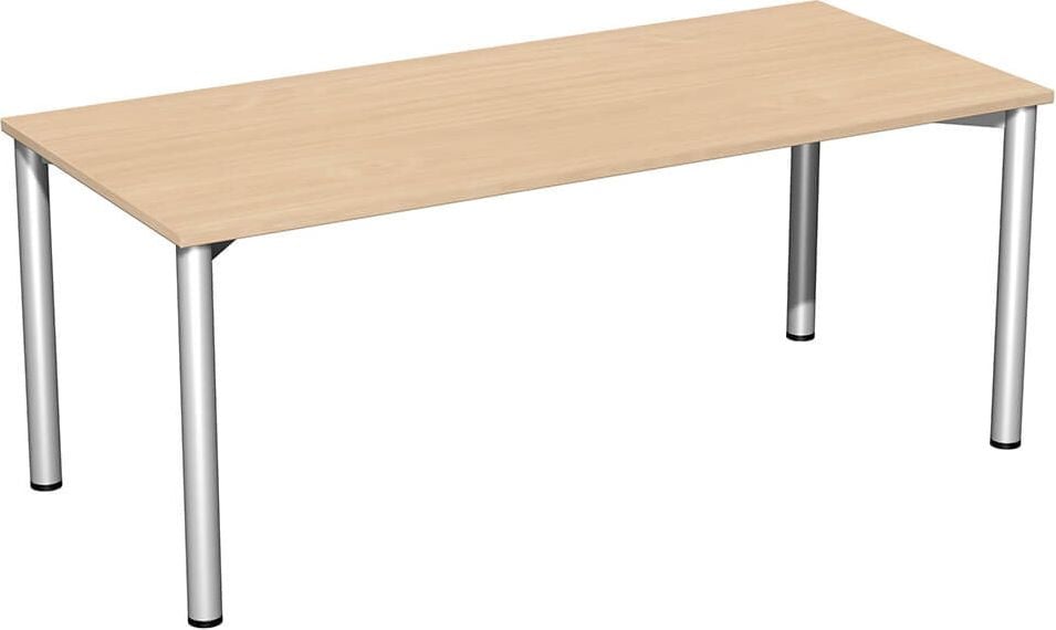 Konferenztische Geramöbel Rundrohrfuß S-710126, 180x72x80cm (BxHxT), rechteckig, 4-Fuß silber, buche