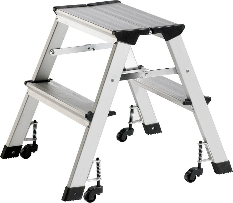 Klapptritt Alco 898, Stufen: 2x2, absenkbare Rollen, Aluminium