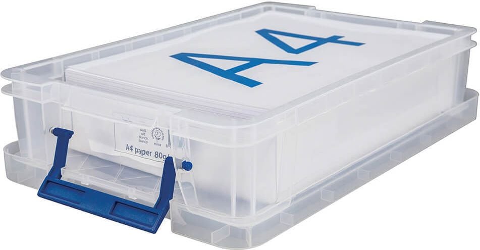 Aufbewahrungsboxen Fellowes Bankers Box ProStore 7730301, 5,5 Liter, Außenmaße: 395x253x90mm (BxTxH),
Kunststoff (PP), mit Deckel, transparent