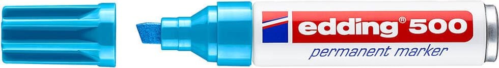 Permanentmarker Edding 500, ca. 2-7mm, Keilspitze, Schaft 100% recyceltes Aluminium, hellblau
