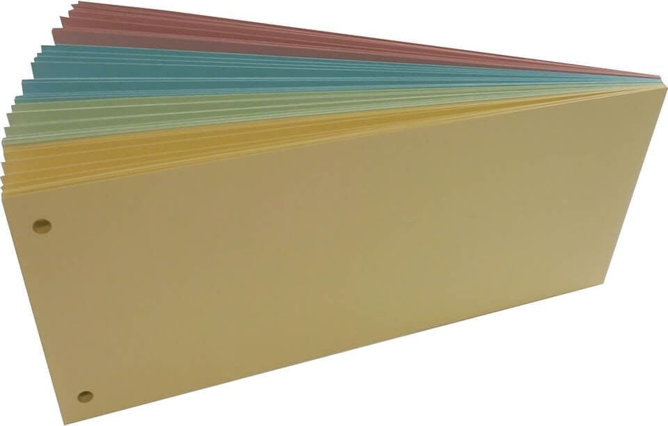 Trennstreifen Corona sortiert 505994100, 10,5x24cm, 190 g/m² Recycling-Karton,
sortiert, Pack 100 Stück