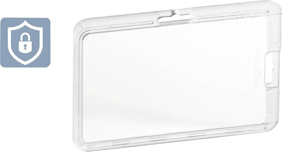 Ausweiskartenhüllen Durable Kartenhalter PERMANENT 8928, 54x87mm Innenmaße, für 1 Karte, ohne
Befestigung, transparent, Polycarbonat,
Pack 10 Stück