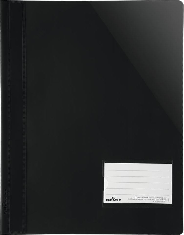 Schnellhefter Durable DURALUX A4 Überbreite 2690, Hartfolie, transparenter Vorderdeckel,
farbiger Rückdeckel, Innentasche, schwarz