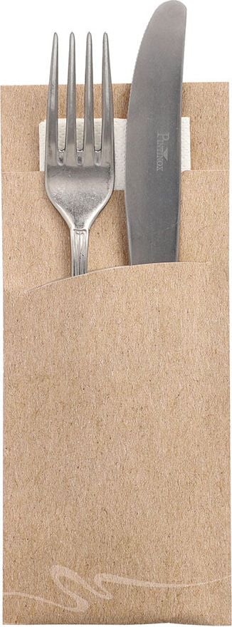 Bestecktaschen Papstar 87455, Papier, mit weißer Serviette, natur, Pack 520
Stück