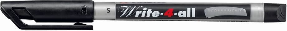 Permanentmarker STABILO Write-4-all Superfein 166, ca. 0,4mm (S), Rundspitze, wasserfest,
schwarz, schwarz
