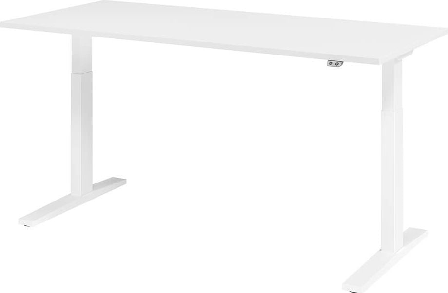 Hubschreibtisch Hammerbacher XMKA19, 180x80cm (BxT), 70-120cm Höhe, elektrisch
höhenverstellbar, rechteckig, C-Fuß weiß, weiß