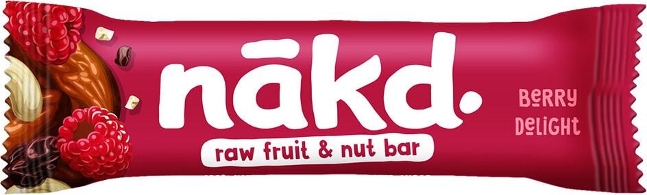 Müsliriegel nakd Berry Delight 75501, Raw Bars, einzeln verpackt, Pack 18 Stück je
35g