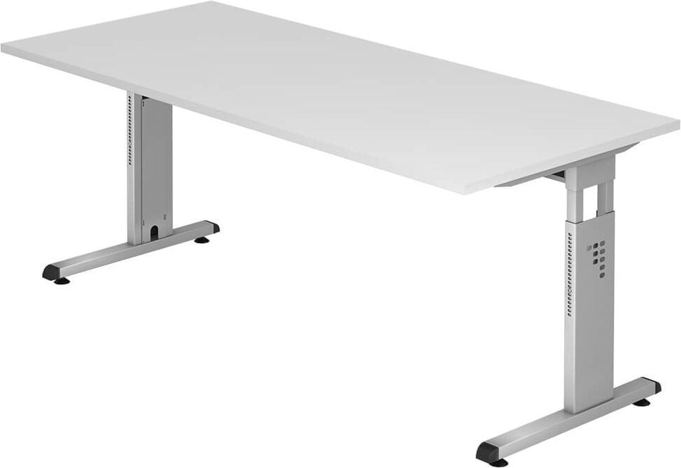 Schreibtisch Hammerbacher OS19, 180x80cm (BxT), 65-85cm Höhe,
rechteckig, C-Fuß, weiß