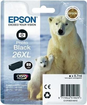 Epson Tintenpatrone T2631 26XL, foto schwarz, 8,7ml