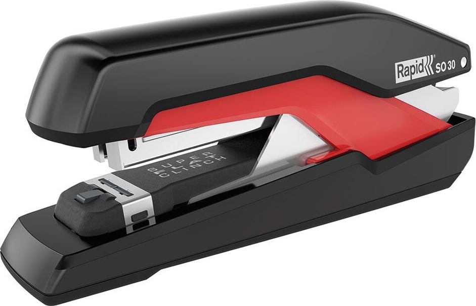 Flachheftgerät Rapid Supreme Omnipress SO30 5000546, bis 30 Blatt, Einlegetiefe: 40mm, für Omnipress 30 Klammern, schwarz/grau, rot