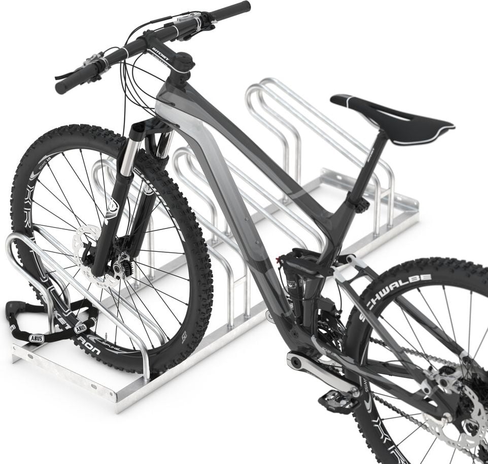 Fahrradständer WSM Bügelparker 1162, verzinkt, Freiaufstellung, 210cm lang, für 12 Fahrräder, bis zu 55mm Reifenbreite, zweiseitige Radeinstellung