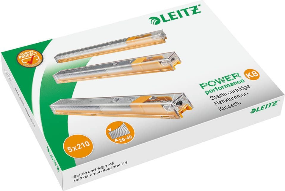 Heftklammern Leitz K8 26/8 5592, Pack 5 Kassetten à 210 Stück (gelbes Gehäuse)