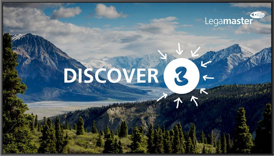 Discover 3 professional Display Legamaster DIS-7520, 75 Zoll LED-Display, 1x HDMI-Ausgang, 3x
HDMI-Eingänge, 4K Ultra HD,
Bildformat 16:9, inkl. Wandhalterung