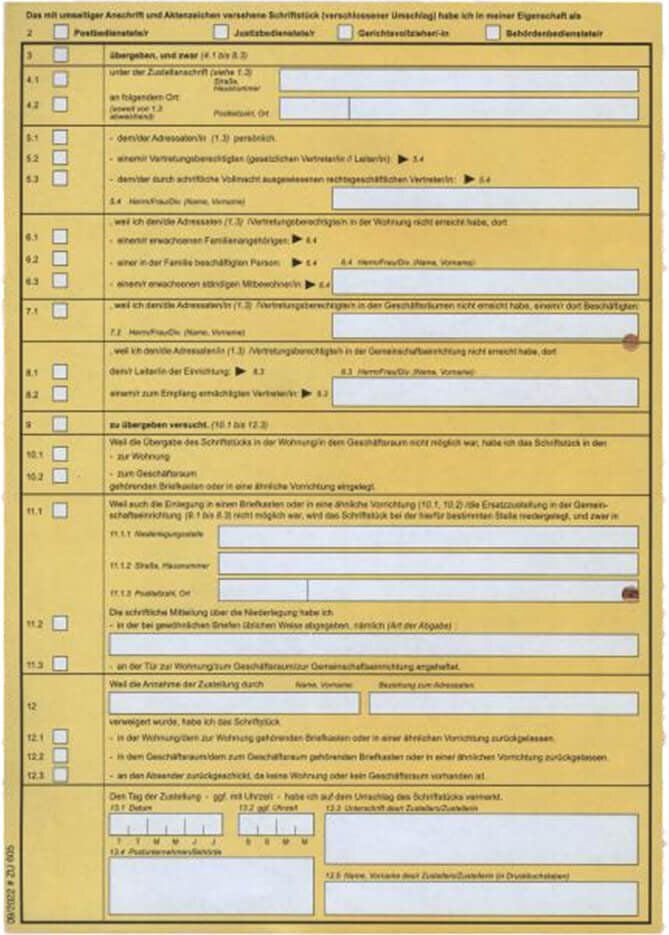 Postzustellungsurkunden A4 ZU605, 80 g/m², gelb (HKS 4), Pack 1000 Blatt
