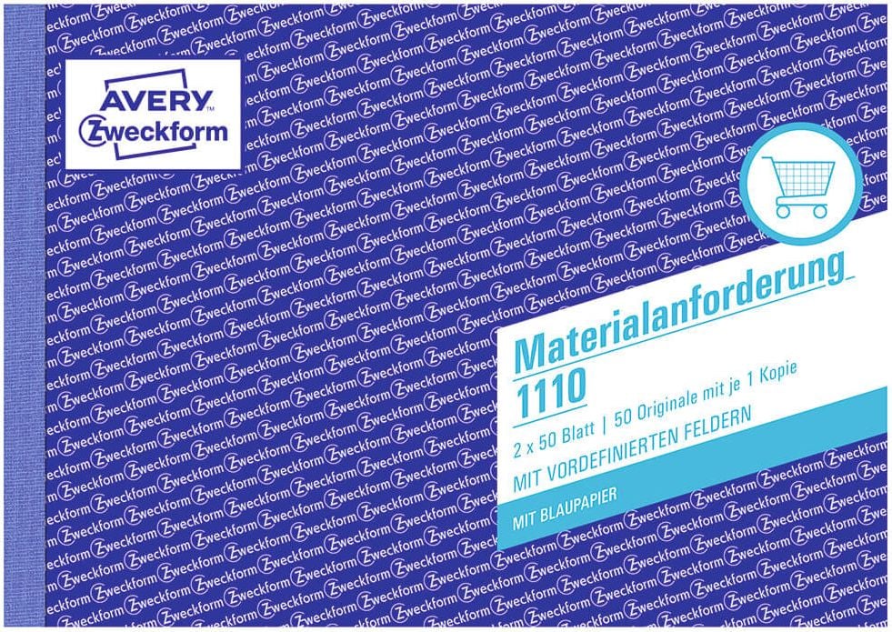 Materialanforderung Zweckform 1110, DIN A5 quer, Block 2x50 Blatt