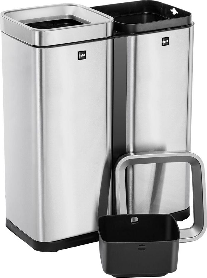 Abfallsammler Helit the twin bin H2404700, 2x30 Liter, Edelstahl