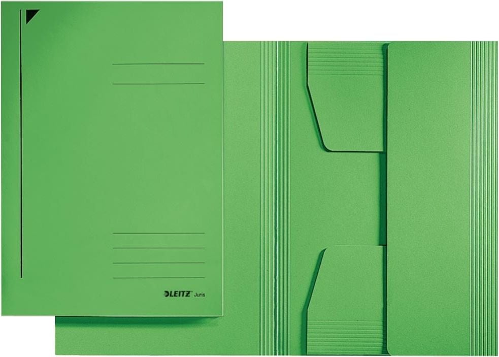 Jurismappen Leitz 3924, DIN A4, 3 Jurisklappen, Pendareckarton (RC)
430 g/m², grün