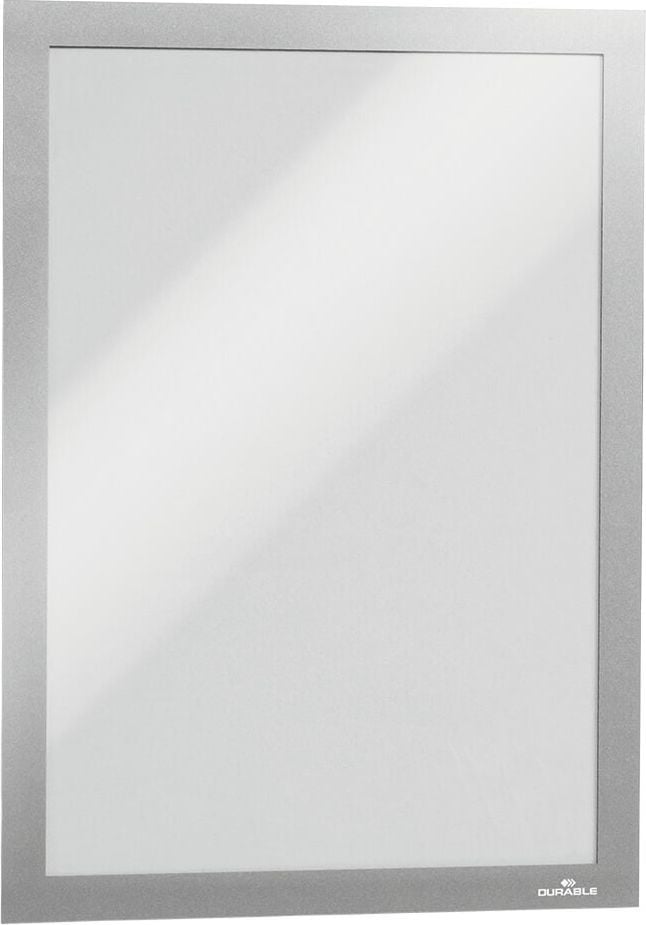 Inforahmen Durable DURAFRAME EINZELVERPACKUNG 4899, A4 hoch/quer, Rückseite selbstklebend, silber