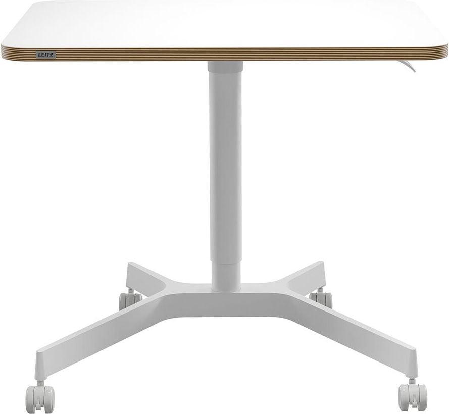Hubschreibtisch Leitz Ergo Compact Workstation 65360001, 80x60cm (BxT), manuell höhenverstellbar, 75-114cm Höhe, rechteckig, Fußkreuz mit Rollen, weiß
