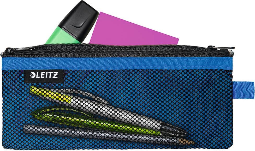 Kleinkrambeutel Leitz WOW Traveller Zip-Beutel M 4012, 21x8,5cm, Reißverschluss, 2 Fächer, Nylon, blau