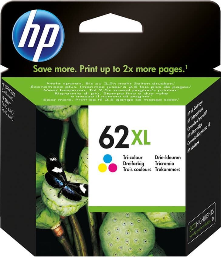 HP Tintenpatrone C2P07AE Nr. 62XL, 3-farbig, 11,5ml, 415 Seiten