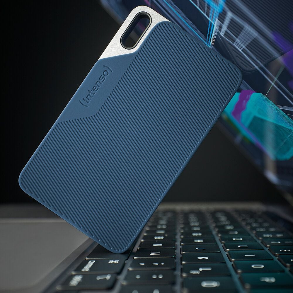 Externe Festplatte SSD Intenso TX100 250 GB, 3826440, Super Speed USB 3.2 Gen 1x1, bis zu 500 MB/s,
USB-C, grau-blau