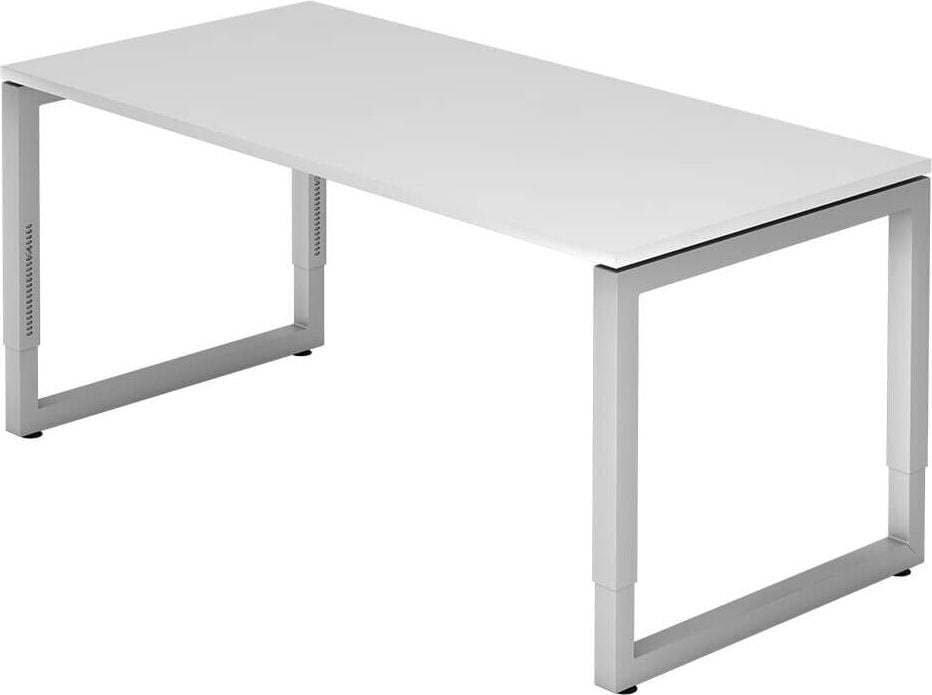 Schreibtisch Hammerbacher RS16, 160x80cm (BxT), 65-85cm Höhe, rechteckig,
O-Fußgestell eckig, weiß