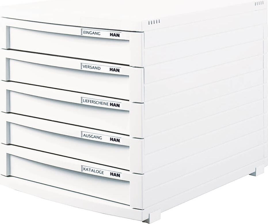 Schubladenbox HAN CONTUR 1505, für A4, 5 geschlossene Schubladen, Polystyrol, weiß