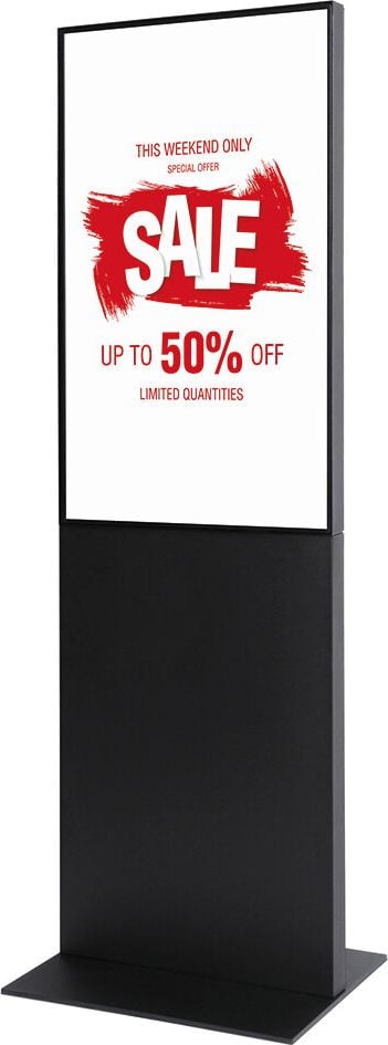 Digitale Werbedisplays Showdown Displays Infostele SmartLine, 72,5x200,1x52cm, 55 Zoll Samsung-Bildschirm, USB, WLAN, Fernbedienung, schwarz