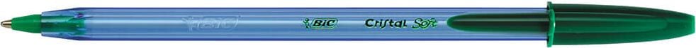 Kugelschreiber BIC Cristal Soft, Medium 0,4mm, Einweg, Kappe mit Clip in
Minenfarbe, transparenter Schaft, grün