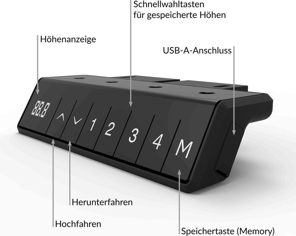 Schreibtisch a-series AS1442, 120 x 80 cm, elektrisch, 120x80cm (BxT), elektrisch höhenverstellbar,
60-125 cm Höhe, rechteckig, T-Fuß, weiß, ahorn