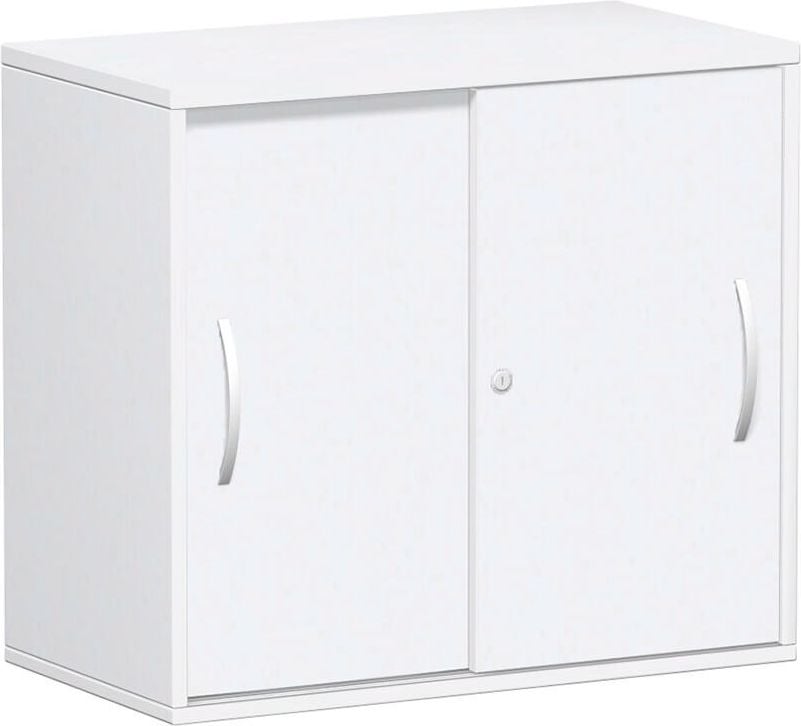Anstellschrank Geramöbel Flex S-381501, 80x72x42,5cm (BxHxT), 2 Schiebetüren, 1
Fachboden, 2 Ordnerhöhen, Bogengriff,
abschließbar, weiß