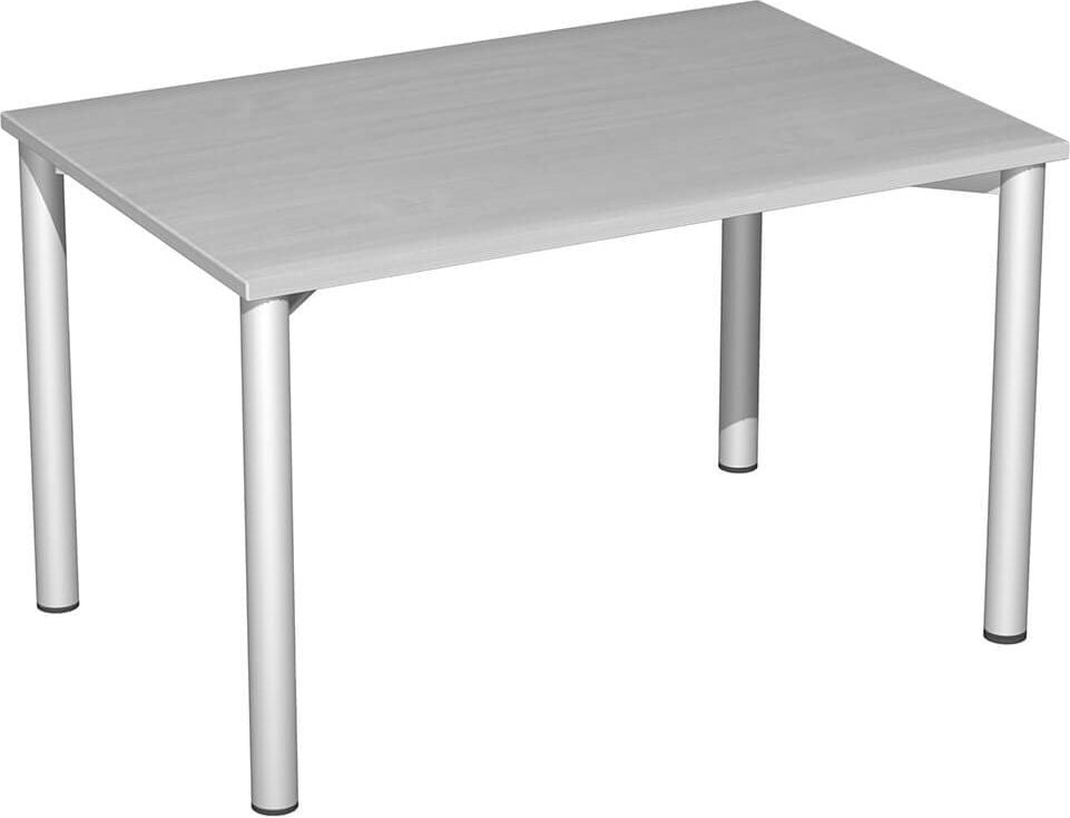 Schreibtisch Geramöbel 4 Fuß Flex S-550102, 120x72x80cm (BxHxT), rechteckig, 4-Fuß silber, buche