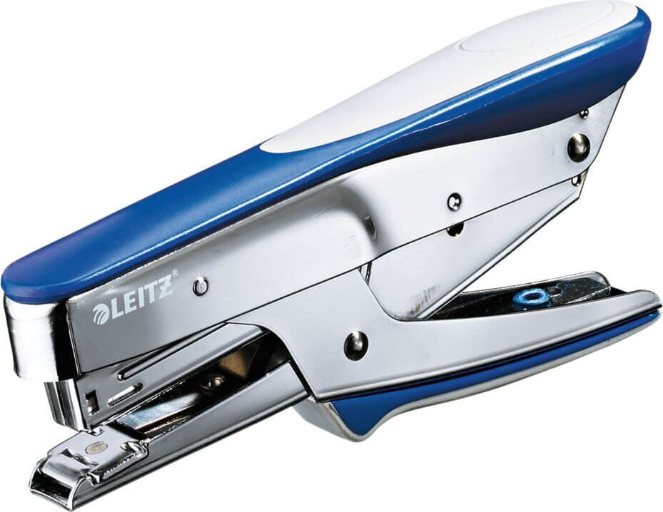 Heftzange Leitz 5545, bis 15 Blatt, Einlegetiefe: 43,5mm,
für Nr. 10 Klammern, blau/silber, blau