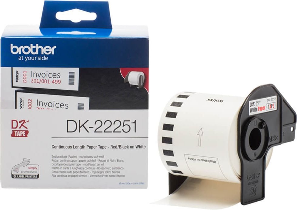 Rollen-Endlosetiketten Brother DK-22251, 62mm x 15,24m, weiß