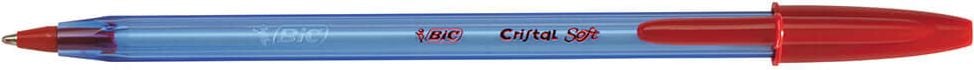 Kugelschreiber BIC Cristal Soft, Medium 0,4mm, Einweg, Kappe mit Clip in
Minenfarbe, transparenter Schaft, rot