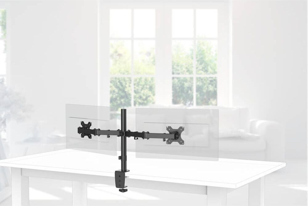 Monitorhalter Hama FULLMOTION Doppelarm 118491, 2 Arme, Tragfähigkeit bis zu 8 kg pro
Schwenkarm, höhen- und tiefenverstellbar,
Klemmhalterung, schwarz