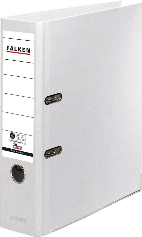 Ordner A4 Falken Recycolor 11285, 80mm, farbige RC-Pappe, A4, 8cm Rücken, Kraftpapierbezug, Blauer
Engel, FSC, weiß