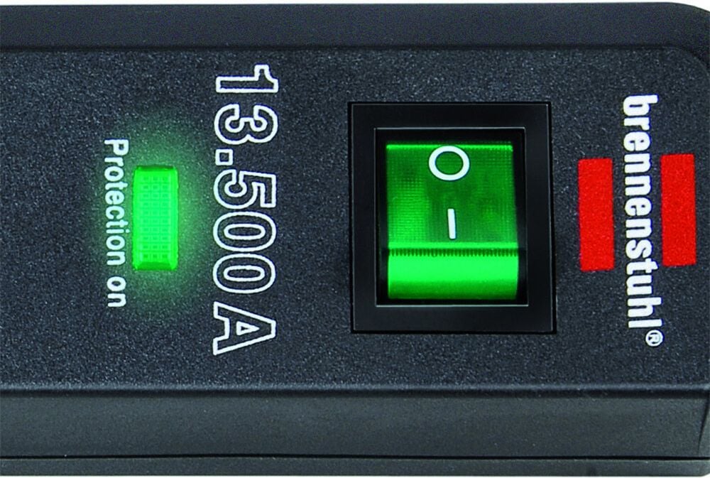 Steckdosenleiste Brennenstuhl Eco-Line 6-fach 1159710, 45 Grad-Anordnung, 1 Schalter, 13.500 A
Überspannungsschutz, Kabellänge: 1,5m,
anthrazit