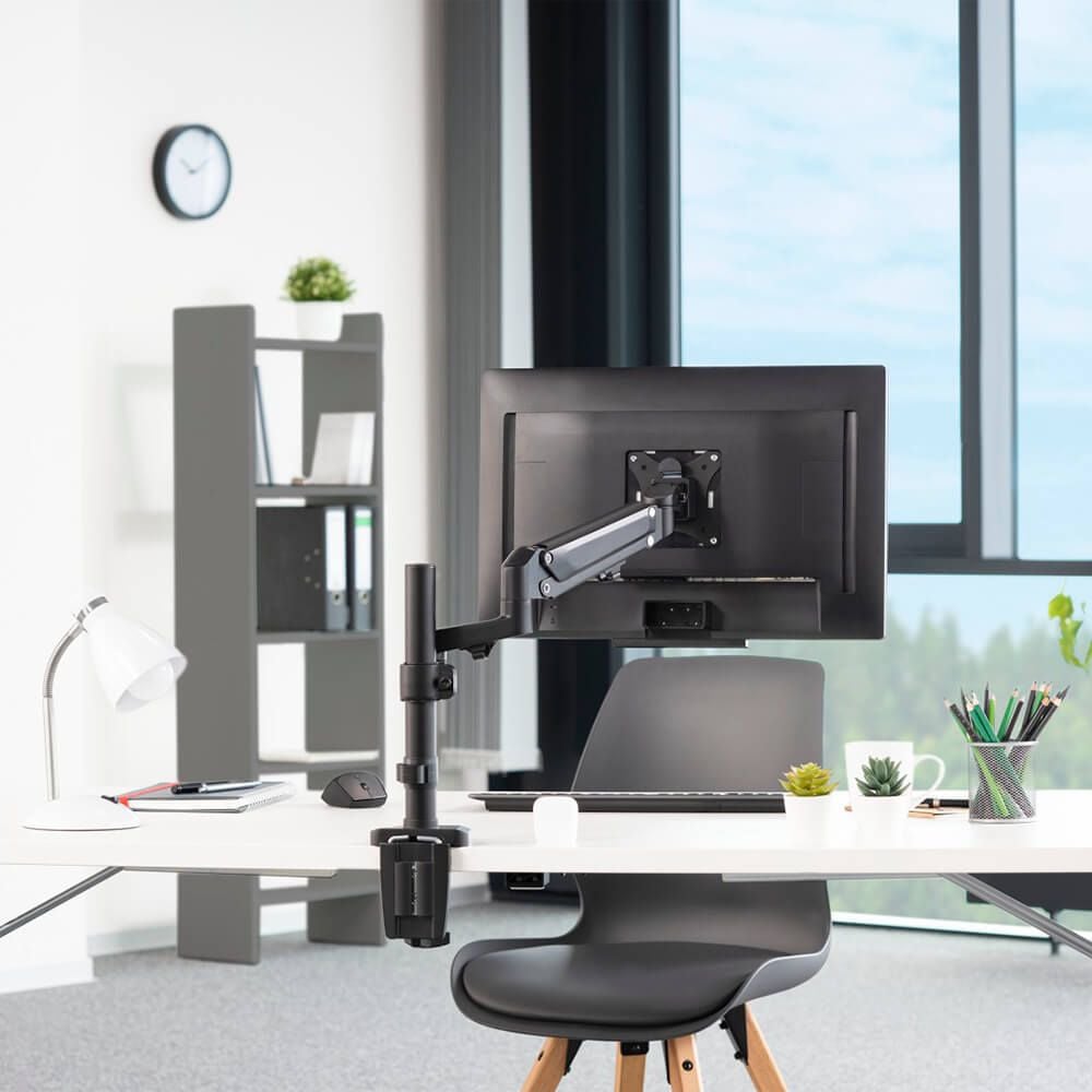 Monitorhalter Hama FULLMOTION Einzelarm 118496, 1 Arm, Tragfähigkeit bis zu 12 kg,
Schwenkarm, höhen- und tiefenverstellbar,
Klemmhalterung, schwarz