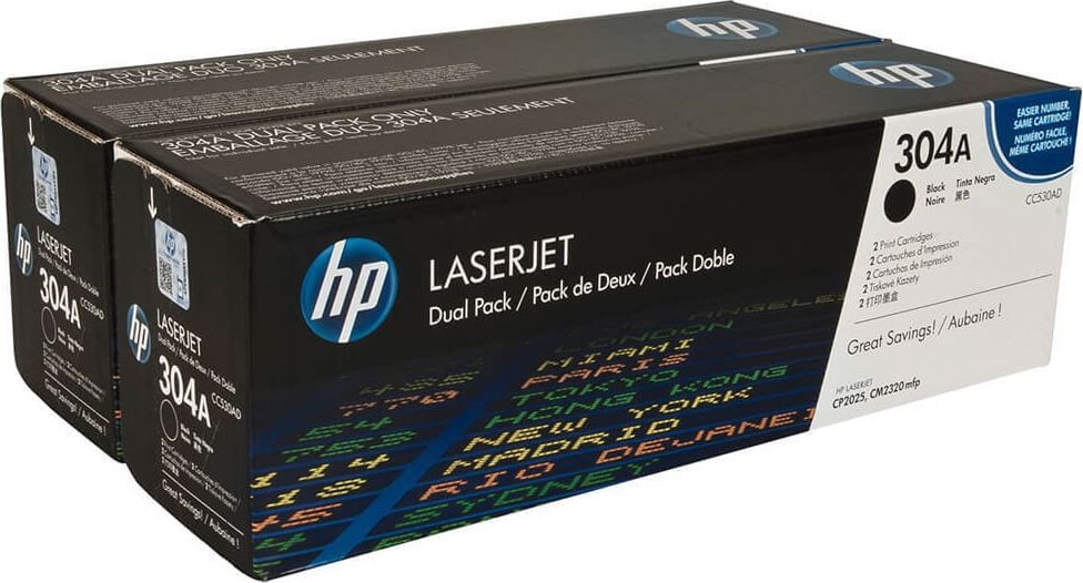 HP Lasertoner CC530AD Nr. 304A, Doppelpack schwarz, je 3.500
Seiten